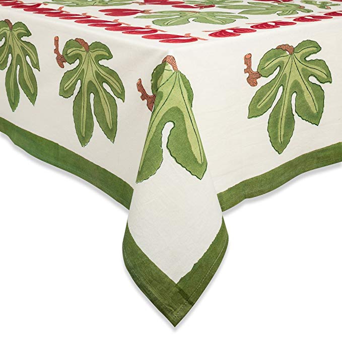 Couleur Nature 71-inches by 128-inches Fig Tablecloth, Red/Green