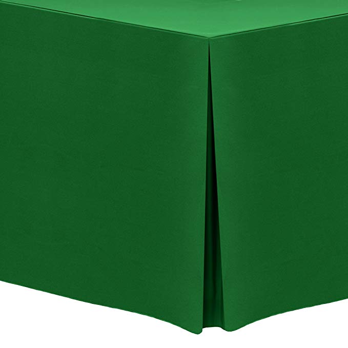 Ultimate Textile -3 Pack- 8 ft. Fitted Polyester Tablecloth - Fits 30 x 96-Inch Rectangular Tables, Emerald Green