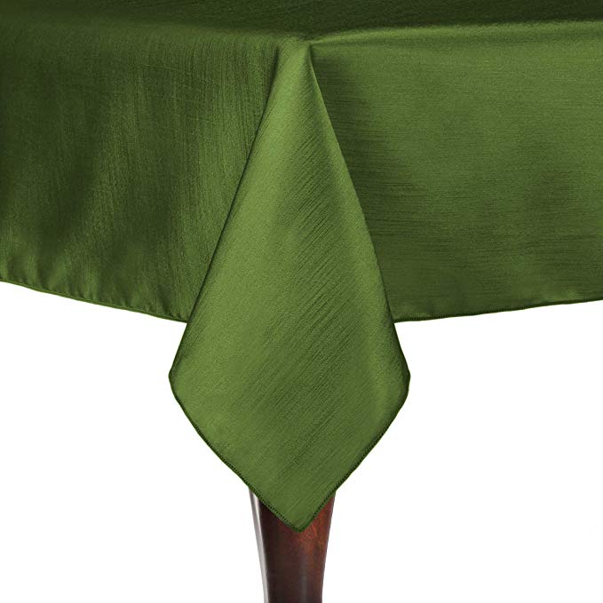 Ultimate Textile -2 Pack- Reversible Shantung Satin - Majestic 60 x 144-Inch Rectangular Tablecloth, Moss Green