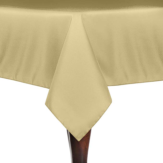 Ultimate Textile -2 Pack- 90 x 90-Inch Square Polyester Linen Tablecloth, Honey Light Brown