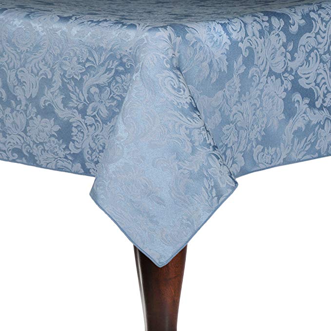 Ultimate Textile -5 Pack- Miranda 54 x 54-Inch Square Damask Tablecloth - Jacquard Weave, Slate Blue