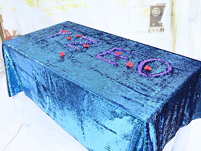 TRLYC Lavender and Blue 90x156-Inch Two Color Glitter Mermaid Sequin Tablecloth for Wedding