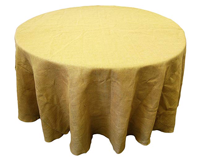 LA Linen Natural Burlap Tablecloth, Round, 108-Inch