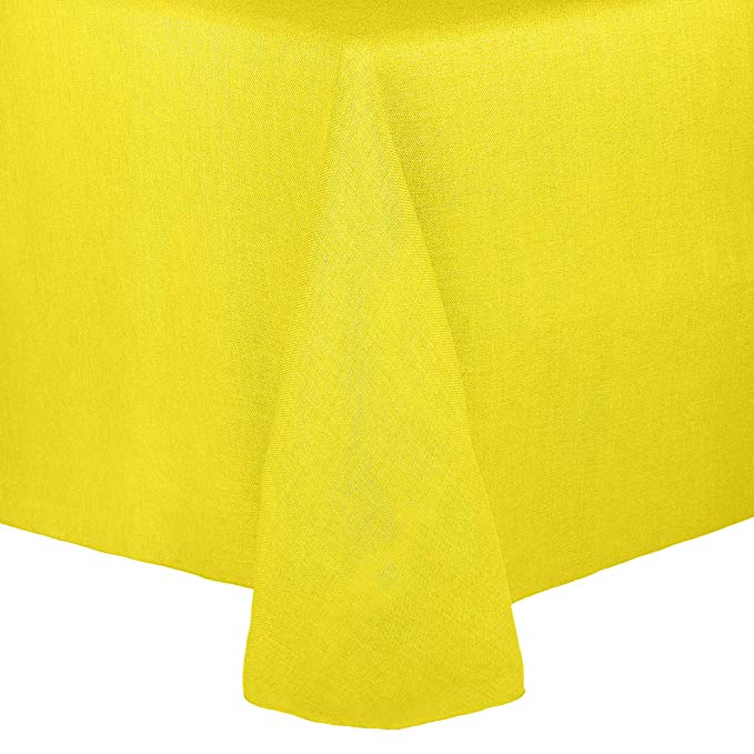 Ultimate Textile -5 Pack- Faux Burlap - Havana 54 x 96-Inch Oval Tablecloth - Basket Weave, Lemon Yellow