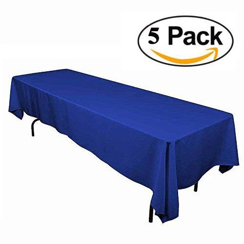 GFCC 60 x 102 -Inch Polyester Rectangle Table Cover- 5 Package, Royal Blue