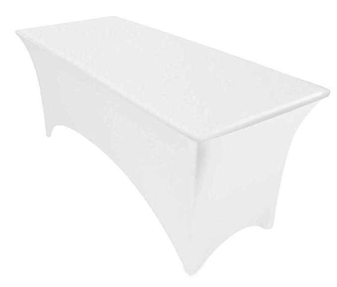 Utopia Kitchen Pack of 20 Rectangular Stretch Tablecloth - 4 Feet - White Colour - Spandex Tight Fit Table Cover