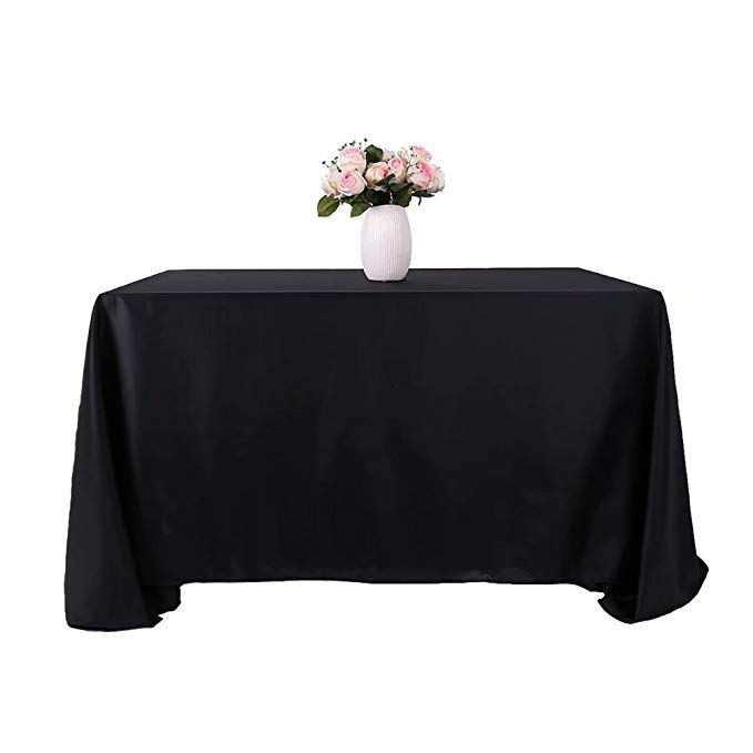 GFCC Set of 5 Picnic Tablecloth 60X126 Inch Black Polyester Table Cover for Birthday Party/Baby Shower