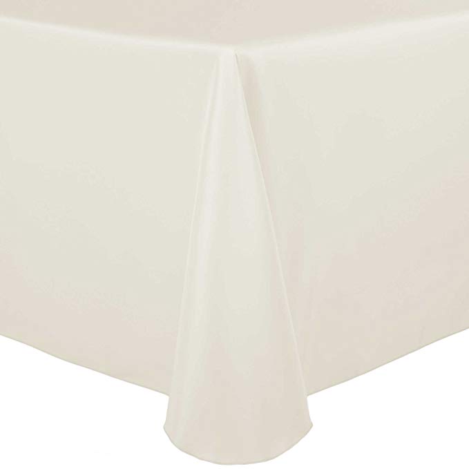 Ultimate Textile -5 Pack- 108 x 108-Inch Square Polyester Linen Tablecloth with Rounded Corners, Ivory Cream