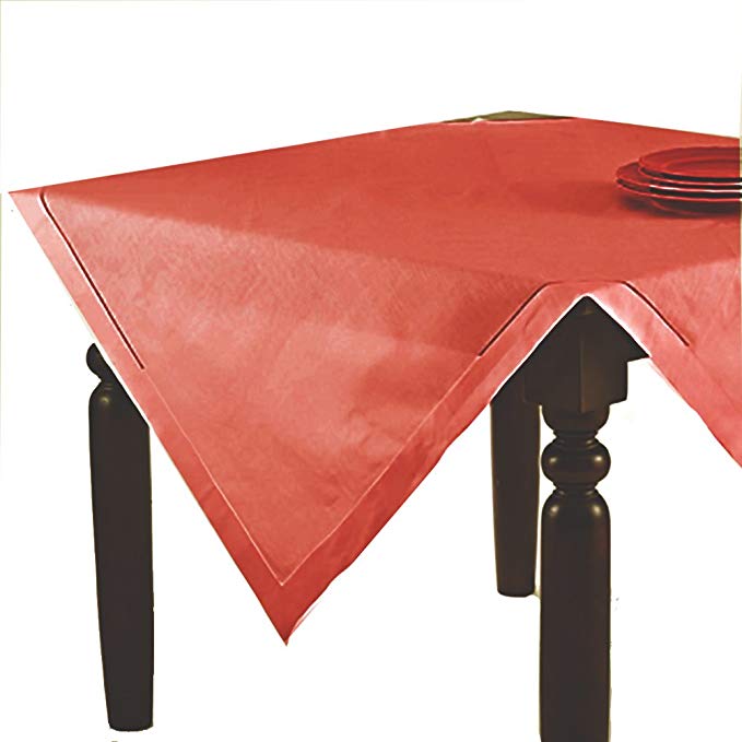 Occasion Gallery Terracotta Orange Handmade Classic Hemstitch Tablecloth, 72