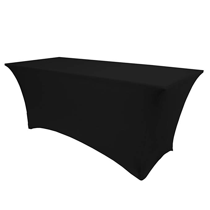 Ultimate Textile -30 Pack- 5 ft. Fitted Spandex Table Cover - Fits 24 x 60-Inch Banquet and Folding Rectangular Tables, Black