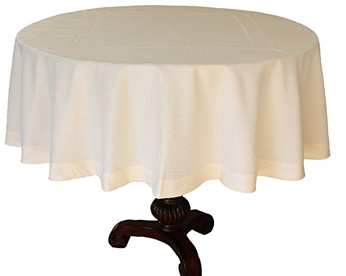 Xia Home Fashions Double Hemstitch Easy Care Round Tablecloth, 70-Inch, Ivory