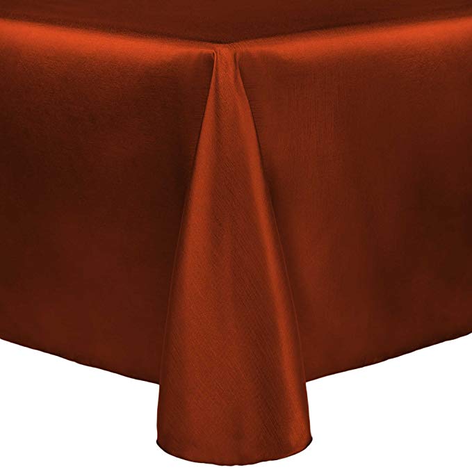 Ultimate Textile -5 Pack- Reversible Shantung Satin - Majestic 60 x 84-Inch Oval Tablecloth, Burnt Orange