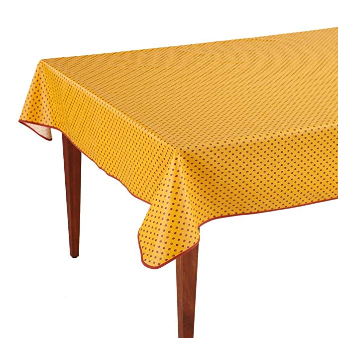 Occitan Imports Esterel Safran Rectangular French Tablecloth, Coated Cotton, 63 x 79 (4-6 people)