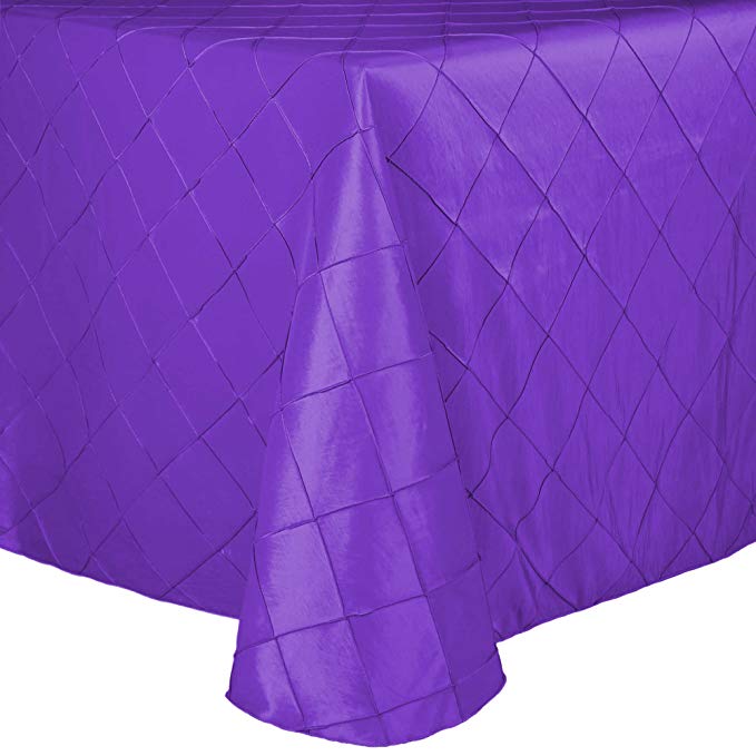 Ultimate Textile -2 Pack- Embroidered Pintuck Taffeta 60 x 102-Inch Oval Tablecloth Purple