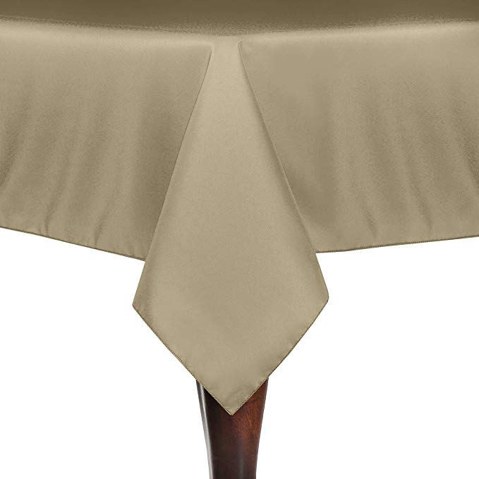 Ultimate Textile -10 Pack- 84 x 84-Inch Square Polyester Linen Tablecloth, Camel Light Brown