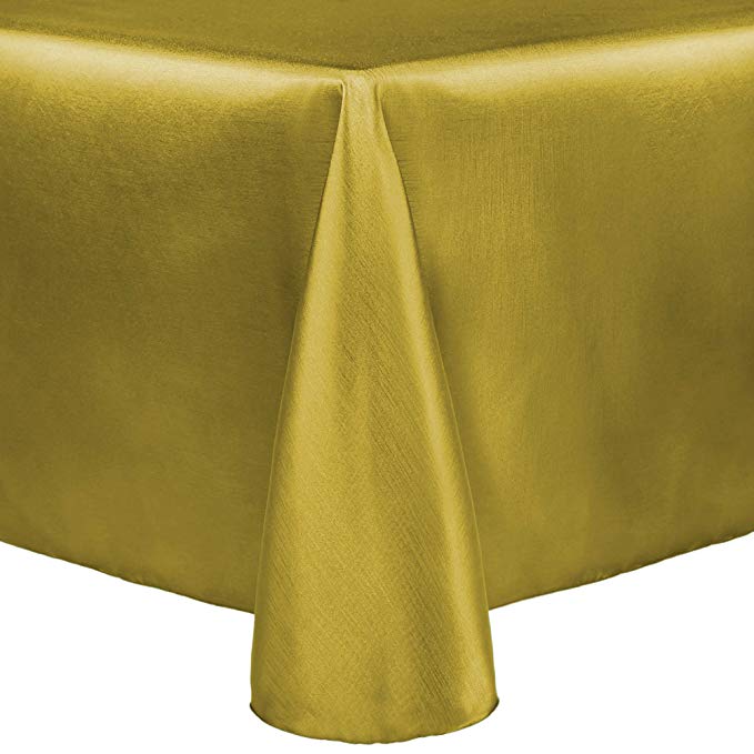 Ultimate Textile -5 Pack- Reversible Shantung Satin - Majestic 54 x 96-Inch Oval Tablecloth, Gold