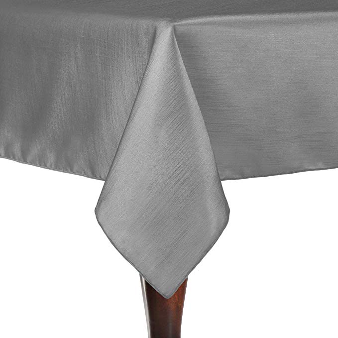 Ultimate Textile -3 Pack- Reversible Shantung Satin - Majestic 72 x 108-Inch Rectangular Tablecloth, Silver