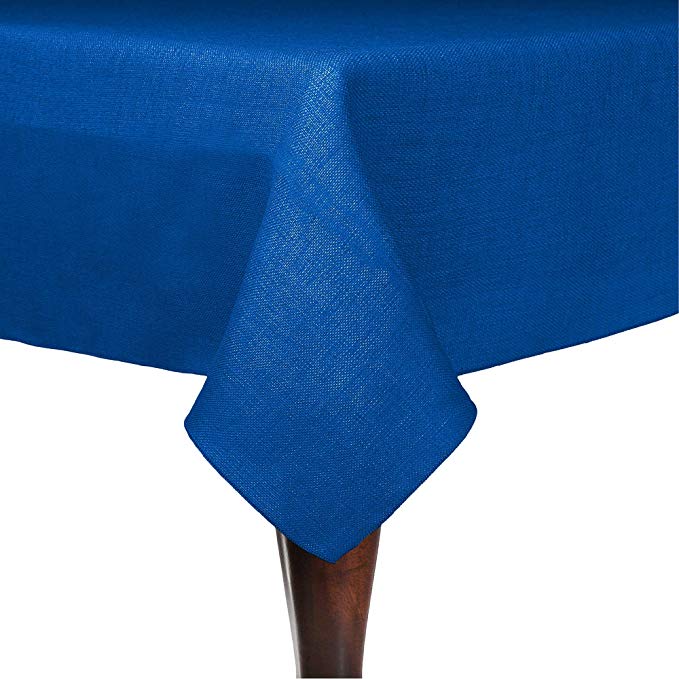 Ultimate Textile -3 Pack- Faux Burlap - Havana 72 x 120-Inch Rectangular Tablecloth - Basket Weave, Royal Blue