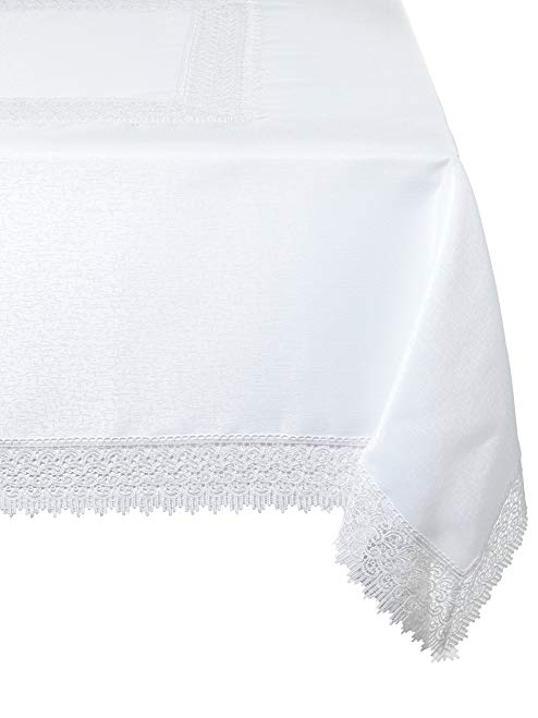 Violet Linen Treasure Lace Oblong/Rectangle Tablecloth, 70