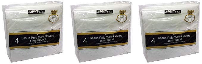 ArtStyle Tissue Poly Table Covers Octy Round 4 Pack (3, 4 Pack)