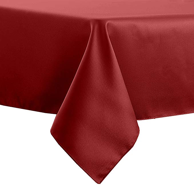 Ultimate Textile -5 Pack- Herringbone - Fandango 54 x 96-Inch Rectangular Tablecloth, Holiday Red