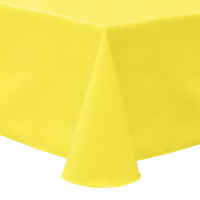 Ultimate Textile -3 Pack- Poly-Cotton Twill 52 x 70-Inch Oval Tablecloth, Lemon Yellow
