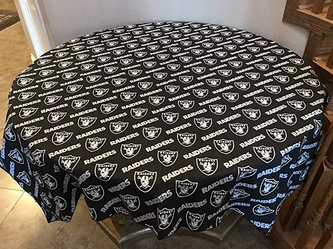 Zen Creative Designs 100% Cotton Tablecloth NFL Sports Team Oakland Raiders Black Print/Sports Parties, Events, Tailgating, BBQ (108