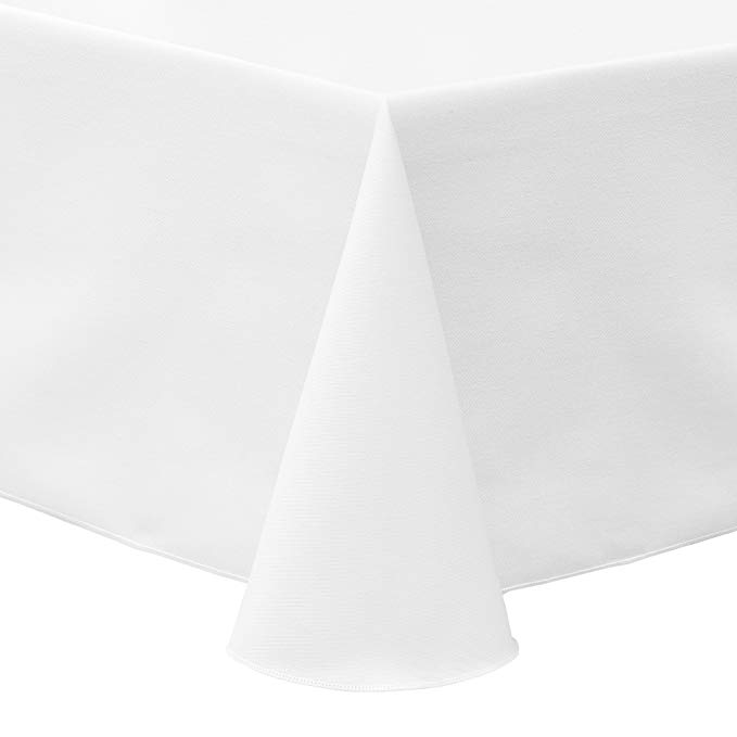 Ultimate Textile -2 Pack- Poly-Cotton Twill 70 x 104-Inch Oval Tablecloth, White