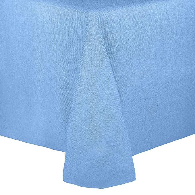 Ultimate Textile -10 Pack- Faux Burlap - Havana 60 x 120-Inch Oval Tablecloth - Basket Weave, Light Blue