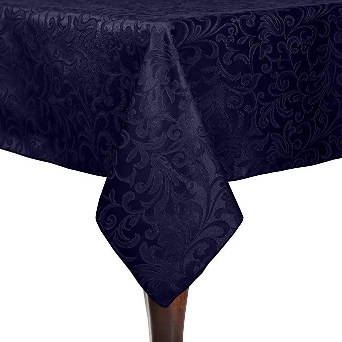 Ultimate Textile -5 Pack- Somerset 70 x 144-Inch Rectangular Damask Tablecloth - Jacquard Weave Scroll Design, Plum Purple