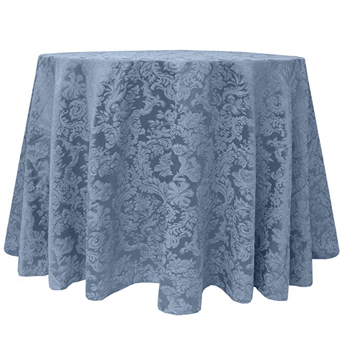 Ultimate Textile Miranda 102-Inch Round Damask Tablecloth Slate Blue