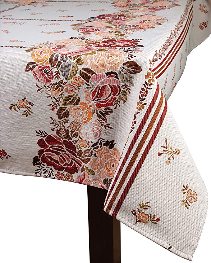 Nordical Devonshire Jacquard Luxury Tablecloth Premium Quality High Density Thick Durable Coated Fabric Spillproof Waterproof Dustproof Stain Resistant Indoor/Outdoor Machine Washable 70